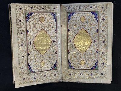Lot 7 - A FINE ILLUMINATED QUR'AN COPIED BY MUHAMMAD AL-ISFAHANI, PERSIA, DATED 1878-9