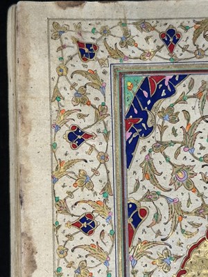 Lot 7 - A FINE ILLUMINATED QUR'AN COPIED BY MUHAMMAD AL-ISFAHANI, PERSIA, DATED 1878-9