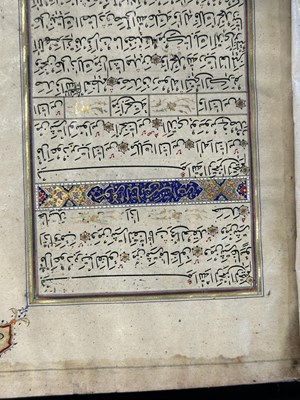 Lot 7 - A FINE ILLUMINATED QUR'AN COPIED BY MUHAMMAD AL-ISFAHANI, PERSIA, DATED 1878-9