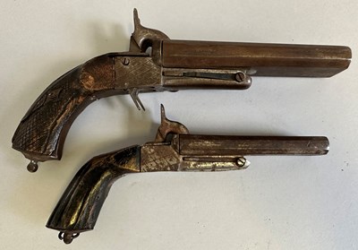 Lot 448 - A 28 BORE CONTINENTAL D.B. PIN-FIRE PISTOL AND ANOTHER 54 BORE CONTINENTAL D.B. PIN-FIRE PISTOL, LAST QUARTER OF THE 19TH CENTURY