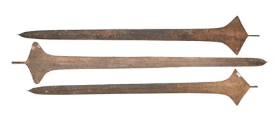 Lot 128 - THREE CONGOLESE TOPOKE (LIGANDA OR DOA) CURRENCY SPEARS OR BLADES