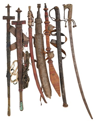 Lot 122 - SEVEN VARIOUS NORTH AFRICAN SWORDS, 19TH CENTURY AND LATER