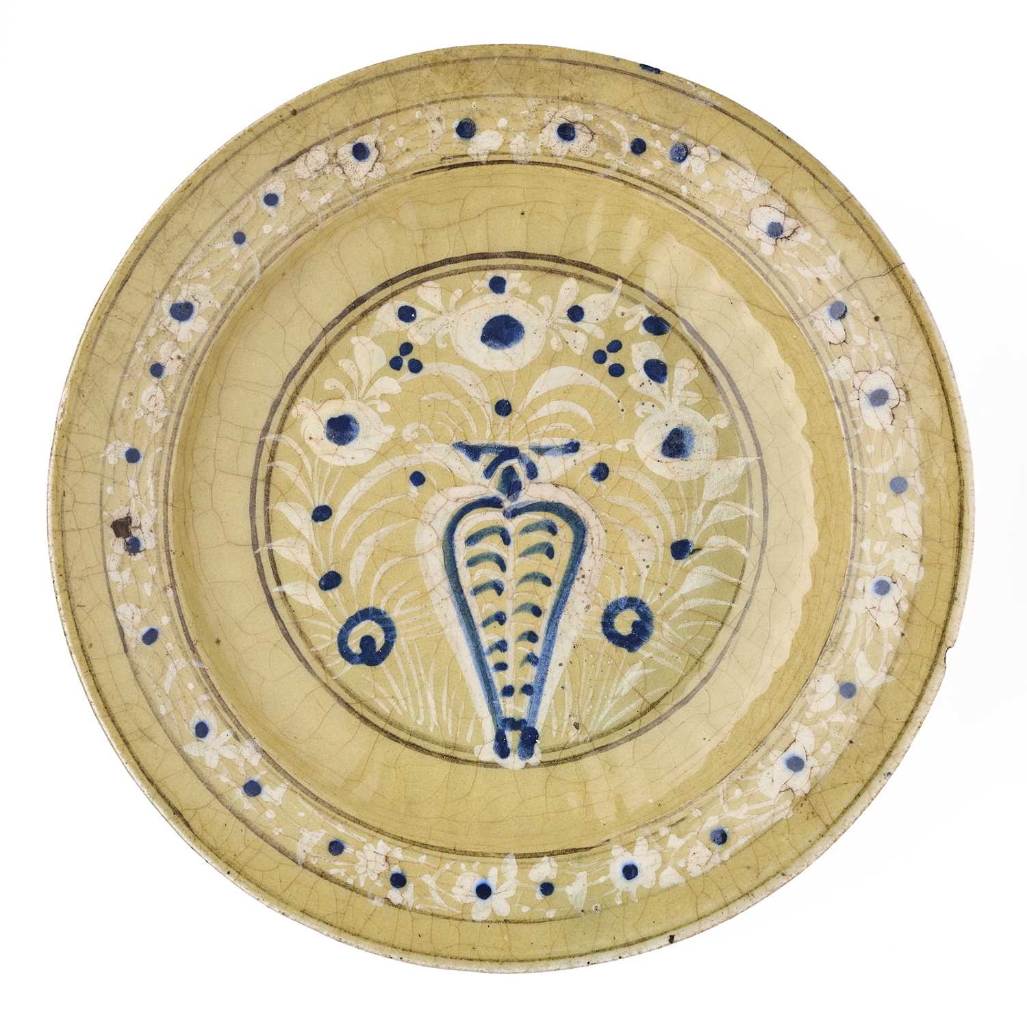 Lot 93 - A 'KUBACHI' DISH, PERSIA, 17TH CENTURY