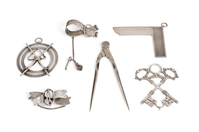 Lot 670 - FOUR ITEMS OF VICTORIAN SILVER MASONIC REGALIA