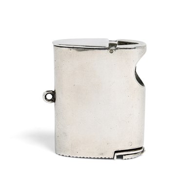 Lot 608 - A VICTORIAN SILVER PATENT COMBINED CIGAR CUTTER VESTA CASE, HORTON & ALLDAY FOR RETAIL BY