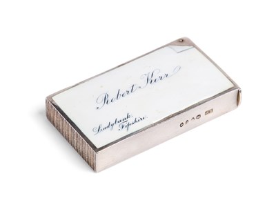 Lot 639 - A VICTORIAN SILVER AND ENAMEL NOVELTY VESTA CASE, S. MORDAN & CO., LONDON, 1886