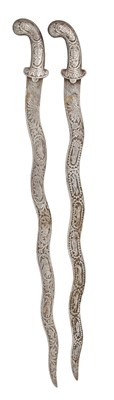 Lot 378 - TWO INDIAN SWORDS, AND AN INDIAN PATA HILT, THE FIRST 19TH CENTURY, THE LAST PROBABLY 17TH CENTURY