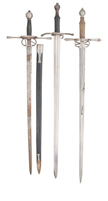 Lot 399 - THREE SWORD-RAPIERS IN GERMAN 16TH CENTURY STYLE