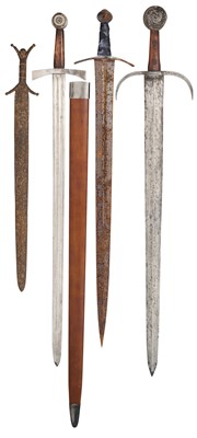 Lot 397 - THREE REPRODUCTION MEDIEVAL SWORDS