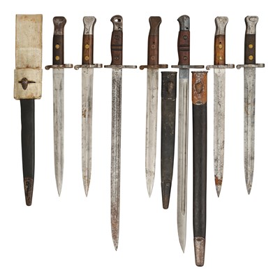 Lot 440 - FIVE 1903 PATTERN BAYONETS, AND TWO AMERICAN 1917 MODEL BAYONETS, ONE BY MOLE, AND ONE BY