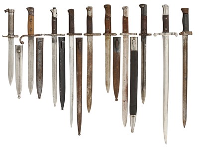 Lot 446 - TEN CONTINENTAL BAYONETS