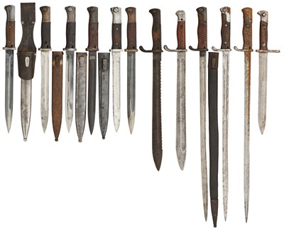Lot 444 - TWELVE GERMAN WWI AND WWII PERIOD BAYONETS