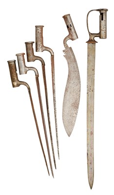 Lot 437 - SIX BRITISH SOCKET BAYONETS, MOSTLY 19TH CENTURY