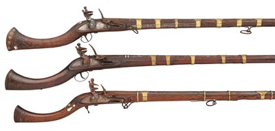 Lot 376 - THREE NORTH INDIAN OR AFGHAN JEZAILS, 19TH CENTURY