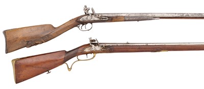 Lot 467 - A LIEGE FLINTLOCK D.B. SPORTING GUN, AND A CONTINENTAL FLINTLOCK SPORTING GUN, BOTH 19TH CENTURY