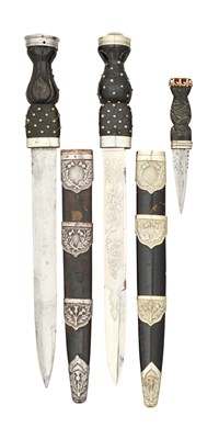 Lot 407 - TWO SCOTTISH REGIMENTAL DIRKS, AND A SCOTTISH DRESS SGIAN DHU, 20TH CENTURY