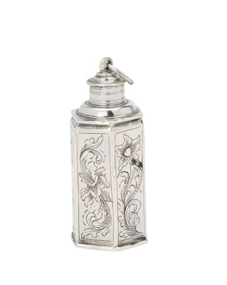 Lot 207 - A CONTINENTAL SILVER SCENT BOTTLE OR MINIATURE SCHRAUBFLASCHE