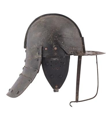 Lot 461 - A REPRODUCTION POT HELMET IN ENGLISH CIVIL WAR PERIOD STYLE