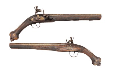 Lot 392 - A PAIR OF OTTOMAN FLINTLOCK HOLSTER PISTOLS, 19TH CENTURY
