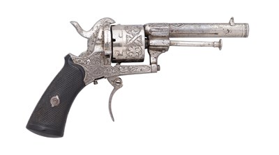 Lot 500 - A CONTINENTAL PIN-FIRE POCKET REVOLVER