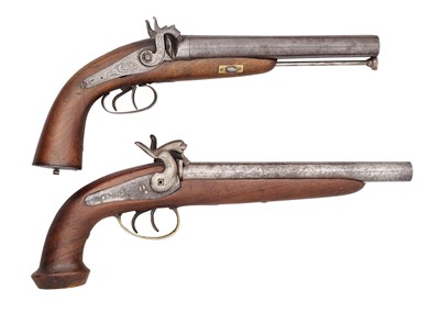 Lot 493 - TWO CONTINENTAL PERCUSSION D.B. PISTOLS, MID-LATE 19TH CENTURY