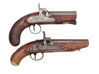 Lot 496 - TWO PERCUSSION PISTOLS, THE FIRST SIGNED NEWSON, BOTH 19TH CENTURY