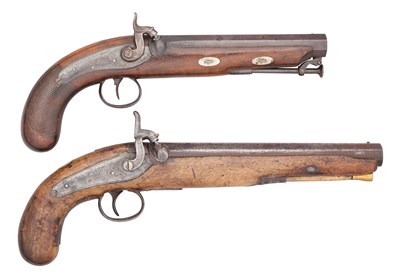 Lot 498 - TWO PERCUSSION TRAVELLING PISTOLS, THE FIRST SIGNED WILLIAMS & POWELL, LIVERPOOL