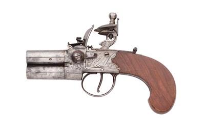 Lot 484 - A FLINTLOCK OVER AND UNDER TAP-ACTION PISTOL SIGNED EKINS, LONDON, CIRCA 1815-20