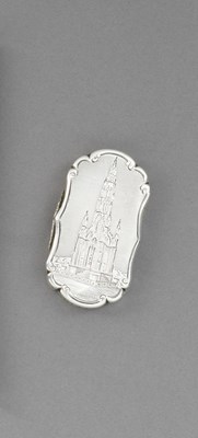 Lot 216 - A VICTORIAN SILVER ENGRAVED 'CASTLE TOP' VINAIGRETTE