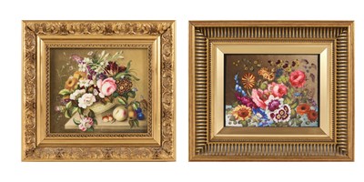 Lot 13 - TWO ENGLISH PORCELAIN 'STILL LIFE' PLAQUES, FIRST QUARTER 19TH CENTURY