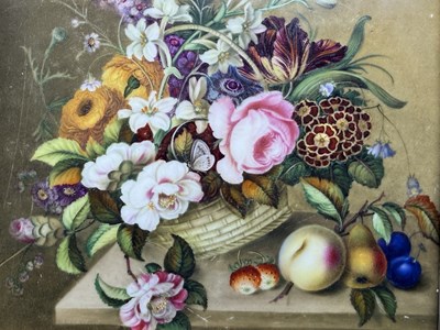 Lot 13 - TWO ENGLISH PORCELAIN 'STILL LIFE' PLAQUES, FIRST QUARTER 19TH CENTURY