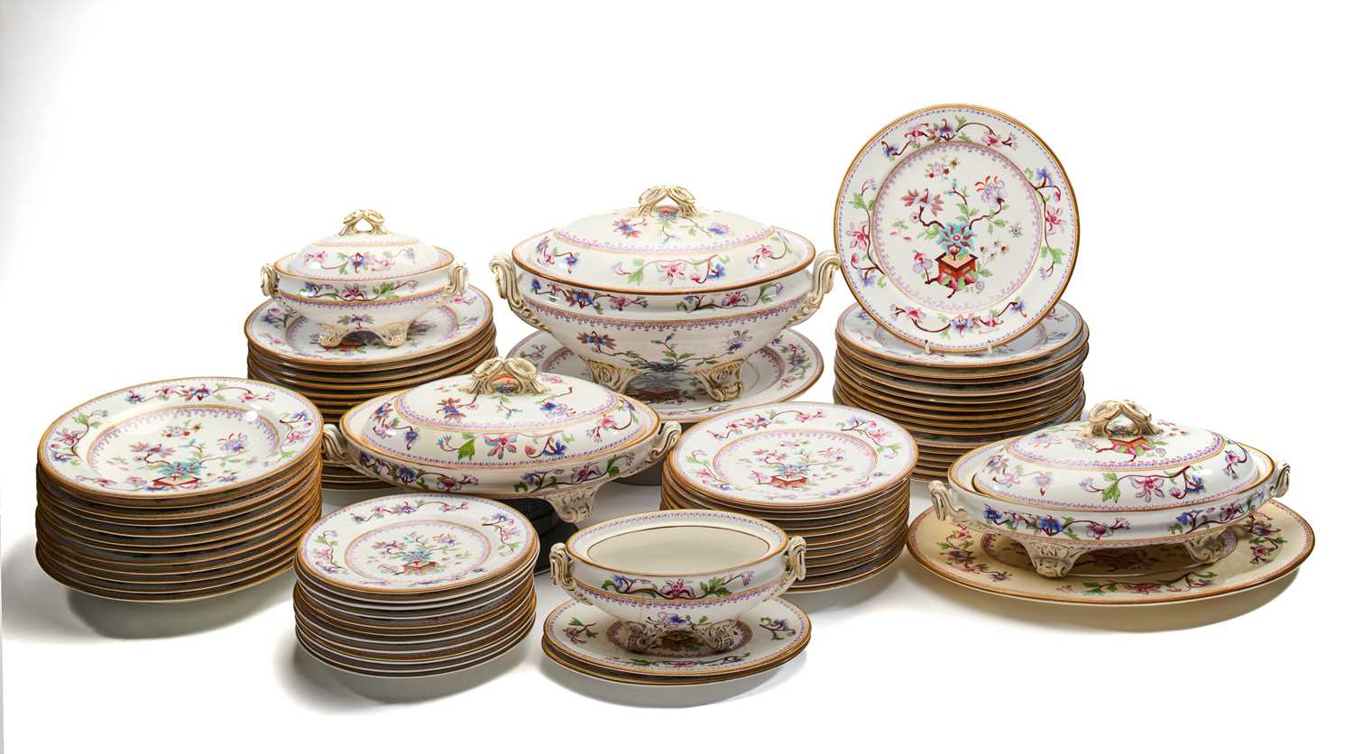 Lot 30 - A ROYAL WORCESTER BONE CHINA PART DINNER SERVICE, 1876 AND CIRCA