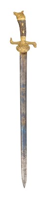 Lot 143 - A GERMAN ORMOLU-MOUNTED HUNTING SWORD, MID-19TH CENTURY