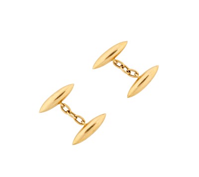 Lot 346 - PAIR OF VICTORIAN GOLD CUFFLINKS, 1890s
