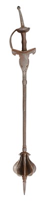 Lot 115 - AN INDIAN MACE (GURZ) WITH HILT OF FIRANGI FORM, PARTLY 17TH CENTURY