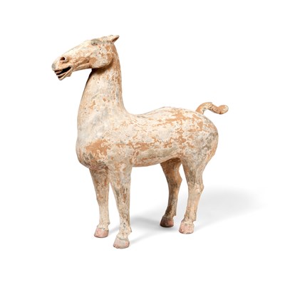 Lot 48 - A CHINESE PAINTED POTTERY HORSE, WESTERN HAN DYNASTY (206BC-9AD)