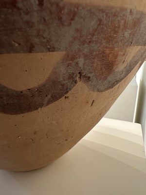 Lot 47 - A CHINESE PAINTED RED POTTERY JAR, NEOLITHIC PERIOD, MAJIAYAO CULTURE, BANSHAN TYPE, CIRCA 3RD MILLENIUM BC