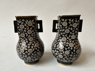 Lot 68 - A PAIR OF CHINESE CLOISONNE ENAMEL VASES, LATE QING DYNASTY, CIRCA 1900