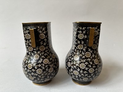 Lot 68 - A PAIR OF CHINESE CLOISONNE ENAMEL VASES, LATE QING DYNASTY, CIRCA 1900