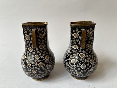 Lot 68 - A PAIR OF CHINESE CLOISONNE ENAMEL VASES, LATE QING DYNASTY, CIRCA 1900