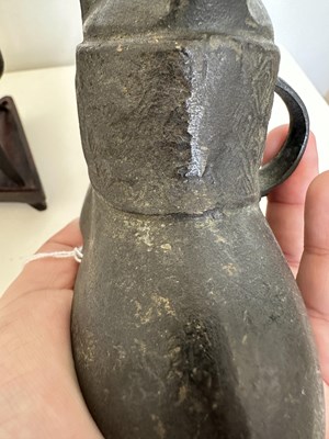 Lot 59 - A PAIR OF ARCHAISTIC BRONZE LIBATION CUPS, JUE, MING DYNASTY