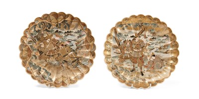 Lot 174 - TWO LARGE JAPANESE SATSUMA LOBED DISHES, MEIJI/TAISHO PERIOD