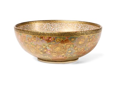 Lot 178 - A JAPANESE HANAZUME SATSUMA BOWL BY SENZAN, MEIJI PERIOD (1868-1912)