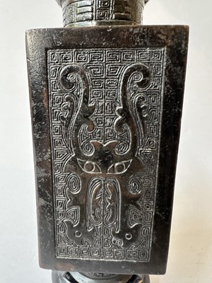 Lot 60 - A CHINESE ARCHAISTIC SQUARE VASE, CONG, QING DYNASTY, 19TH CENTURY
