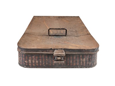 Lot 314 - A SCARCE VICTORIAN TOLEWARE SABRETACHE TIN, HAMBURGER & CO, LONDON