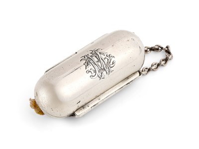 Lot 613 - A VICTORIAN SILVER COMBINED SLOW MATCH VESTA CASE, ALFRED FULLER, LONDON, 1886