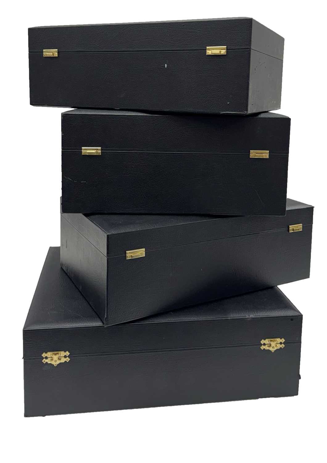 Lot 87 - FOUR LINED STORAGE OR TRANSPORT CASES FOR ANTIQUE WARES