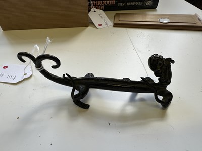 Lot 54 - A CHINESE BRONZE 'CHILONG' BRUSHREST, 17TH CENTURY
