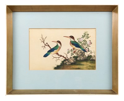Lot 88 - CHINESE SCHOOL, THREE PITH PAPER PAINTINGS OF BIRDS, QING DYNASTY, CIRCA 1840