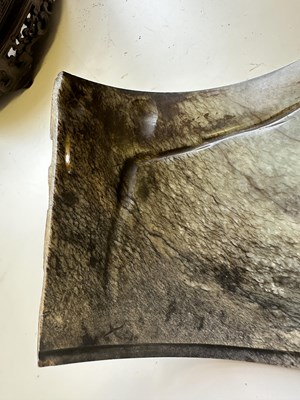 Lot 26 - A CHINESE CARVED GREY JADE FRAGMENT, MING DYNASTY OR LATER